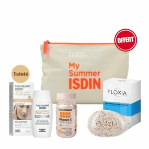 pack Isdin Active Unify Color - teinté, Floxia savon éclaircissant, Vitamin C avec trousse offerte.