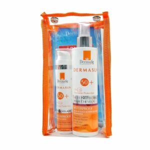 Pack Dermusun : Protection solaire visage et cheveux SPF 50+ résistant à l'eau.