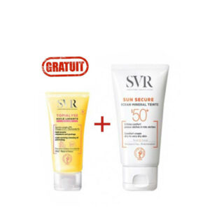 Pack Coffret SVR Sun Secure Ecran Minéral pour peaux Sèches à Très Sèches avec SVR Topialyse huile lavante