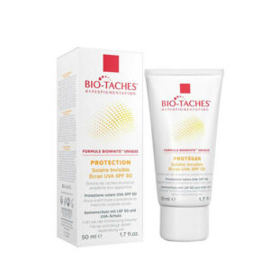 Pack Bio-Taches anti tâches brunes incluant un Écran solaire invisible SPF50, un Sérum, et une Émulsion offerte