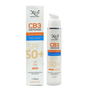 Xen CB3 Defense - Protection solaire SPF 50+ pour peaux sèches, 50ml, sans laisser de traces.