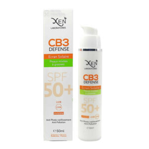 Xen -Protection solaire SPF 50 - CB3 Defense - 30ml, adaptée aux peaux mixtes à grasses.