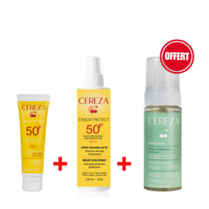 Pack Cereza : Crème anti-imperfections avec écran solaire inclus, et mousse nettoyante offerte.