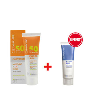 Pack Dermacare 01 - Fluide matifiant SPF50+ pour écran solaire + Baume hydratant intensif 30ml (gratuit) inclus.