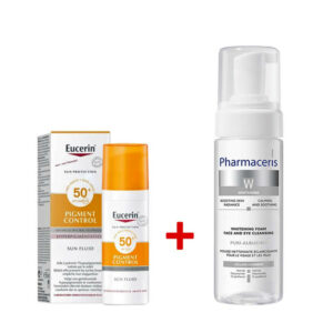 Pharmaceris - Pack duo anti-tâches : Mousse nettoyante Albucin combinée à Eucerin Pigment Control.