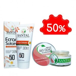 Pack Santal : Protection solaire 3en1 + Crème éclaircissante.